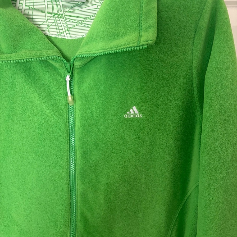 Adidas Women's Hiking Bright Green Zip Up Soft Fleece - Picture 6 of 10